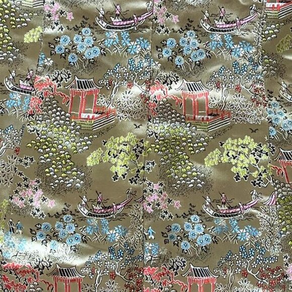 Vintage Brown Corduroy Jacket Chinese Brocade Womens Small Retro Barn Jacket - Picture 3 of 7